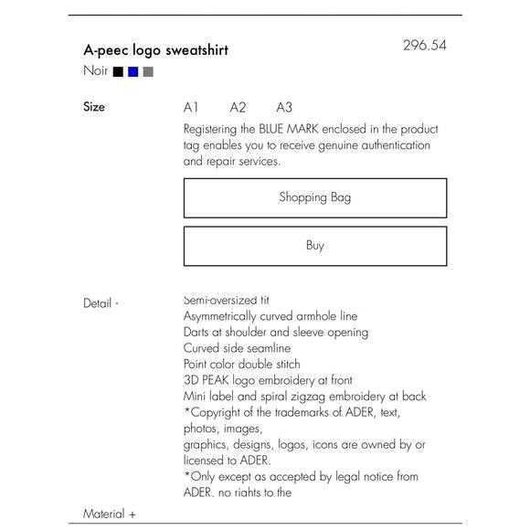 Ader Error A-Peec Embroidered Logo Sweatshirt Black A2 Fit M - Picture 7 of 7